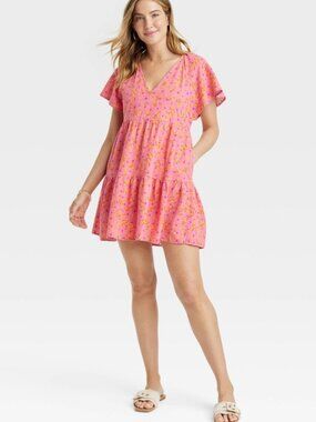 Flutter Short Sleeve Mini Skater Dress
